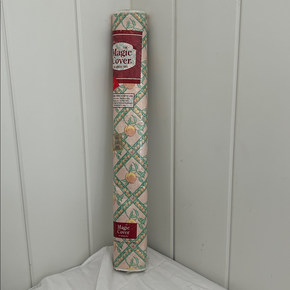 Vintage Magic Cover roll vinyl contact paper peaches pink argyle vinyl paper